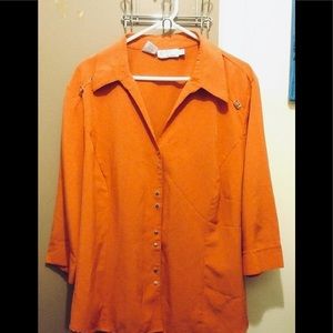 Orange snap front blouse